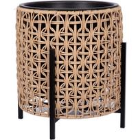 Home4You Gėlių vazonas WICKER 38224, 39x39x42cm, rudas, plastikas, metalinis stovas, vidinis vazonas D30xH31cm, be skylės