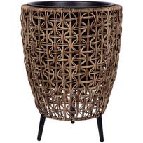 Home4You Gėlių vazonas WICKER 38219, 38x38x54cm, rudas, plastikas, metalinis rėmas, vidinis vazonas D30xH32cm, be skylės