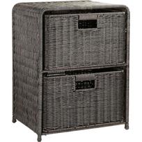 Home4You lentyna su 2 krepšiais BASILE 88922, 40x30x53cm, ruda, metalinis rėmas, plastikinis pynimas