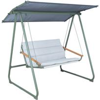 Home4You sodo sūpynės MASSIOM 20596, 2 vietų, žalios, plienas, 150kg, 104cm, 52cm, 55cm, reguliuojamas stogelis