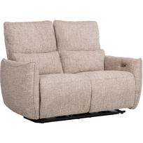 Home4You sofa su atlošiamu BASTIAN 46819, 2 vietų, elektrinis mechanizmas, smėlio spalvos, poliesterio audinys, medinis rėmas