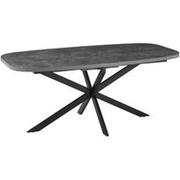 Home4You Valgomasis stalas RAMONA 10594, 180/220x90x75cm, MDF betono dekoras, metalinės kojos, ištraukiamas, kvadratinis, pilkas