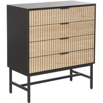 Home4You Komoda HELVE 40923, 80x40x89,5cm, melaminas, 4 stalčiai, juoda/šviesi mediena, metalinis rėmas