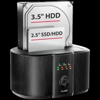 USB-C 5Gbps docking station for 2x 2.5"/3.5" SSD/HDD with disk cloning function without PC