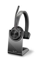 Poly Voyager 4310 UC 77Y92AA Bluetooth mono austiņas ar mikrofonu, BT700 USB-A adapteri un uzlādes statīvu melnas