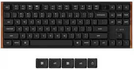 Klaviatūra Keychron K1U-H1 80% TKL aliuminis + medis Milk POM raudonas jungiklis 8K