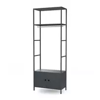 Jan Nowak Atvira biuro lentyna su drabužių kabykla, recepcijai ir laukiamajam, metalinė, antracito spalvos, 800x2200x400 mm: ARIEL (5907367512700)