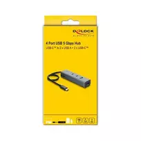 Delock 4 Port USB 5Gbps Hub mit USB Type-C™ Stecker zu 2 x USB Typ-A Buchse + 2 x USB Type-C™ Buchse und PD 100 W