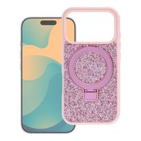 Case for iPhone 16 Pro Quartz Circle Stand Mag Cover pink