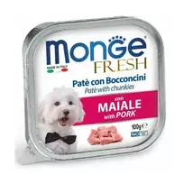 Monge Dog Fresh Pate and Chunkies with Pork 100 g — complete wet food for dogs with pork, pâté with chunks