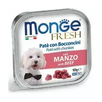 Monge Dog Fresh Pate and Chunkies with Beef 100 g — complete wet food for dogs with beef, pâté with meat chunks