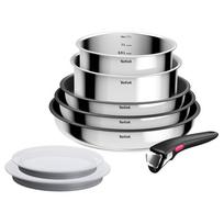 Tefal Ingenio Cook Eat, 8 dalių, nerūdijantis plienas - Puodų ir keptuvių rinkinys su dangčiais ir nuimama rankena