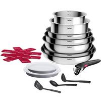 Tefal Ingenio Cook Eat, 15 dalių, nerūdijantis plienas - Puodų ir keptuvių rinkinys su dangčiais ir nuimama rankena