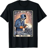 The Welder Welding Tarot Card Skeleton Funny Metal Worker T-Shirt L gray