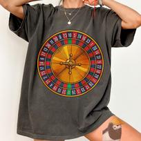 Roulette Shirt Comfort Colors® Vintage Clothing Gift Casino Gambling Wheel Lucky Number Game Graphic 120 orange