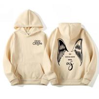Men's Autumn/Winter Hoodie Hot Selling Series: Good Omen Print, Retro Aesthetic Sweatshirt, Casual Loose Pullover, Streetwear XL beige