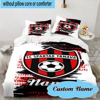 3PCS Custom Name Spartak Trnava Football Crest Bedding Set, Including 1pc Duvet Cover And 2pcs Pillowcases, Suitable for dorms and bedrooms Gift 200cmx200cm