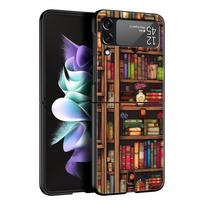 Telefono dėklas Samsung Galaxy Z Flip 3 4 5 6 sulankstomas Juodas korpusas Skaitymo knygų iliustracija Samsung Z Flip4 Flip5 PC kietas dangtelis Samsung Z Flip 4 brown