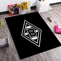 Borussia Mönchengladbach logotipas, kilimas, neslystantis juodai baltas grindų kilimėlis su futbolo klubo herbo spaudiniu, vidaus kilimas futbolo gerbėjams 60x90cm( 23x35in )
