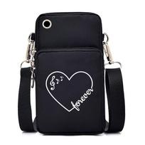 Mini Mobile Phone Bag Women Musical Symbols Messenger Bag Hanging Neck Coin Purse Vertical Handbag Fashion Small Crossbody Bag black