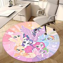 1pc My Little Pony Round Carpet, Office Chair Mat, NonSlip Rug for Home Decor, Seasonal Gift, Suitable for Office, Living Room 120cm gray