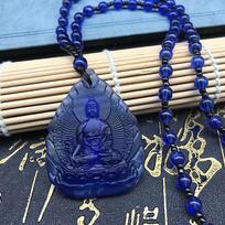 Tara Medicine Master Buddha Guanyin Pendant Men and Women Pendant Marriage Necklace Women Glazed Chain 50cm (Necklace Size） white