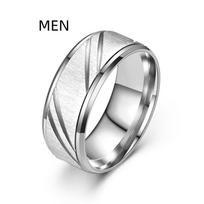 New Hot Selling Stainless Steel Slash Couple Rings For Women Men Jewelry Accessories  Size 7-12 12 white