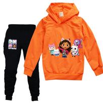 2pcs Gabby Doolhouse Kids Long Sleeve Hoodies Jogging Pants Kawaii Toddler Girls Gabbys Cats Clothes Teen Boys Sportsuits Gift 150 black