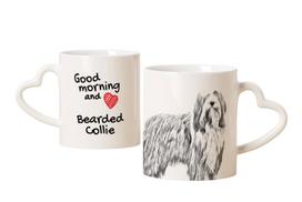 Bearded Collie, Highland Collie, Mountain Collie – Cup with a dog, adorable cup with a heart-shaped handle | Art-Dog balta
