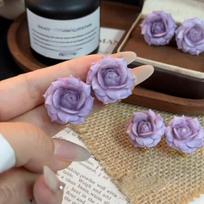 2026 Elegant Taro Purple Rose Stud Earrings for Women – Light Luxury and Unique Design