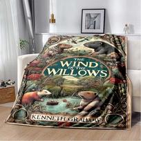 Vėjas gluosniuose Valtis Flanelinis pledas Minkštas šiltas sofos lovos uždangalas Animacinis gyvūnas Miego pledas Dovana vaikams Knygų mylėtojams 80cm x 120cm gray
