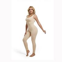 Besiūlis Elastingas Siūlas Joga Kombinezonas Pilvo Kontrolė Liemens Formavimas Sporto Salės Drabužiai XL beige