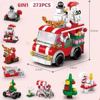Advent Calendar Christmas Building Blocks Set Christmas Toys includes Santa Claus Train House Blocks Gift for Kid Boy Girl bagged gray