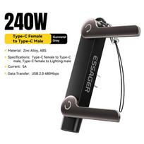 240W Black Usb C Otg Adapter With Stand 90 Degree Type C Female To Ip Male Converter For Iphone 17 16 Macbook Xiaomi Samsung