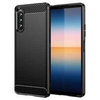 Dangeliui Sony Xperia 10 IV Dėklas, skirtas Sony Xperia 10 IV Silikoniniam Antidetonaciniam anglies pluošto galinis dėklas, skirtas Sony Xperia 10 IV Dangtelis For Xperia 5 II juoda