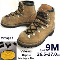 Vintage Vibram Depose Montagna Bloc Leather Trekking Boots Brown Size 26.5 27.0(USED) black