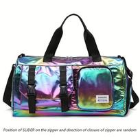 Nylon Large Womens Travel Capacity Duffel Bag Dazzling Colorful Sports Fitness Bag Very Suitable For Outdoor Sports Travel Fitness Yoga