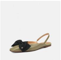 Fashion Summer Selling Women's Roman Sandals Fashion Bow Round Toe Flat Mules Ladies Trend Designer Sexy Banquet Slingback Sandals 2024 39 žalia