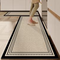 Virtuvės grindų kilimėlis Neslystantis Atsparus aliejui Valomas kilimas Oda PVC Vandeniui atsparus kilimas Juoda linija tekstūra Namų dekoravimo kilimėliai 1pc 58x180cm
