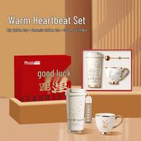 Misida Lily of the Valley Coffee Cup Gift Set CN plug (adapter included) white