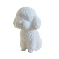 3D Printed Cute Teddy Dog Statue, Mini Poodle Figurine, Matte Solid Black Statue with Detailed Curly Fur, Wide Anti-Tipping Base, balta