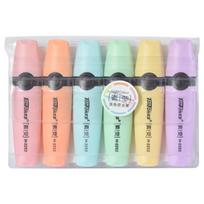 6 Pcs/set Highlighter Pastel Colors Chisel Tip Marker Pen Flat Single Head Light Color Oblique Drawing Fluorescent Pen Markers beige