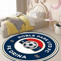 FK Drina Soccer Ball Star Circular Area Rug European Football Club Round Floor Carpet Gaming Chair Living Room Bedroom Home Decor Mat 60x60cm( 15x23in ) gray