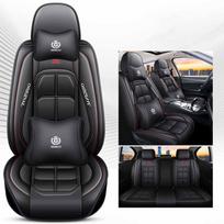 5 vietų pilno komplekto odinė automobilio sėdynės pagalvėlė Four Seasons Universalus sėdynės užvalkalas Sedano SUV sėdynės užvalkalas Deluxe model juoda