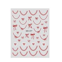 French Nail Art Stickers 3D Self-Adhesive Nail Decals Bowknot Nail Art Designs Line Bows Nail Decorations Nail Stickers white