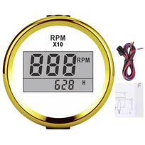 0–9990 RPM Tachometro Daviklis IP67 Vandeniui Atsparus Raudonas Apšvietimas 52mm 2 colių LCD Ekranas 9–32V White background gold frame