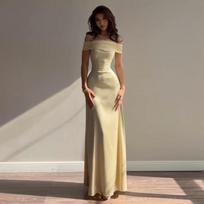 New hot-selling hip skirt long dress Spice girls one-word shoulder party evening dress temperament dress L geltona
