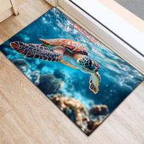 Ocean Dolphin Doormat, Non-Slip Underwater Floor Rug with Fish Coral for Home Entrance 40x60cm( 15x23in ) blue