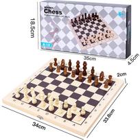 Brangdy Kids Foldable Wooden Chess Set gray