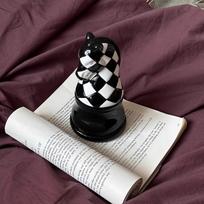 Retro Chess Pieces Toothpick Dispenser Ceramics Toothpick Box Creative Table Decoration & Accessories Dental Floss Case Gifts black